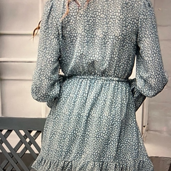 CHRL Chrl Chrltte Wmn Blu Ruffle-Accent LS A-Ln Drs - Picture 3 of 8